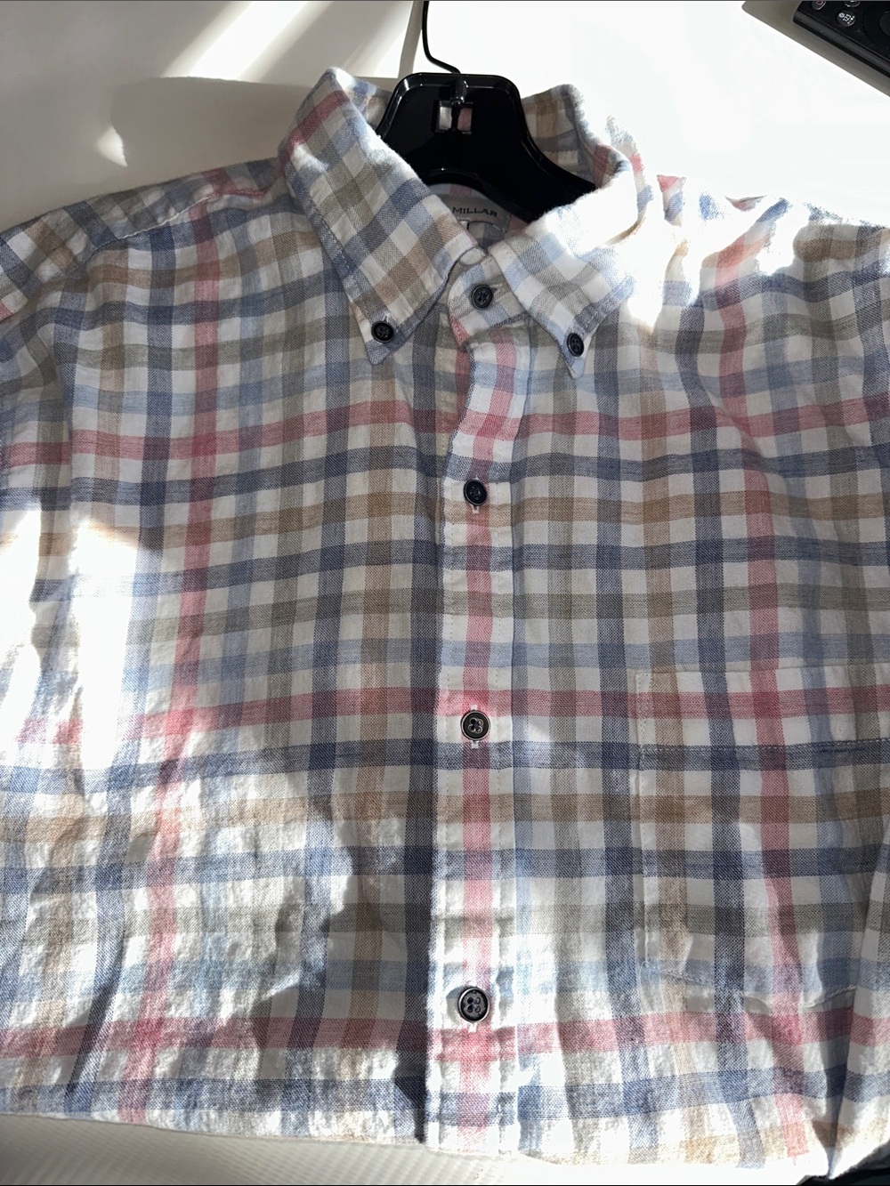 Peter Millar Men's Plaid Button-Down Shirt in Blue, Pink & Tan